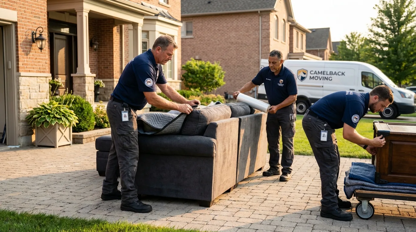 Large estate moving crew wrapping furniture in Winthrop, MN